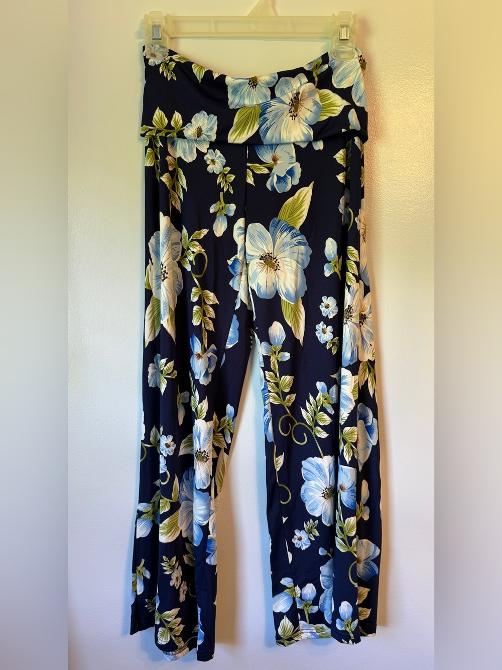 Navy Floral Wide-Leg Pants